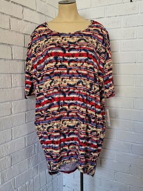 LuLaRoe Irma Tunic Top - Patriotic Eagle Americana Stripe - NWT Small